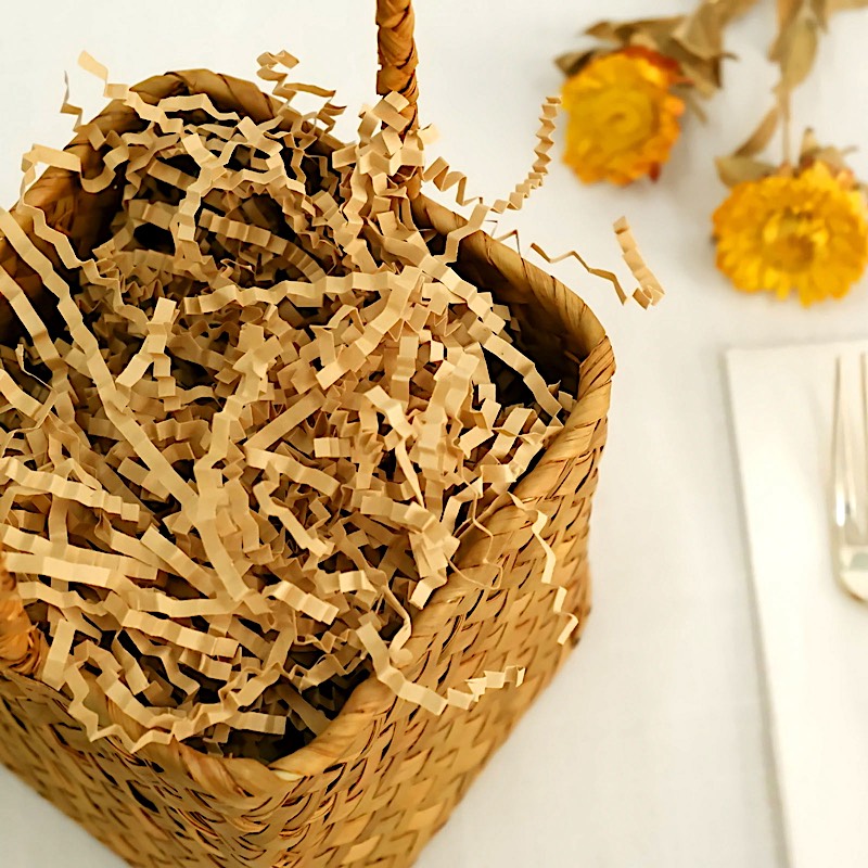 Natural 8 oz Crinkle Cut Kraft Paper Shreds BASKET Gift Box