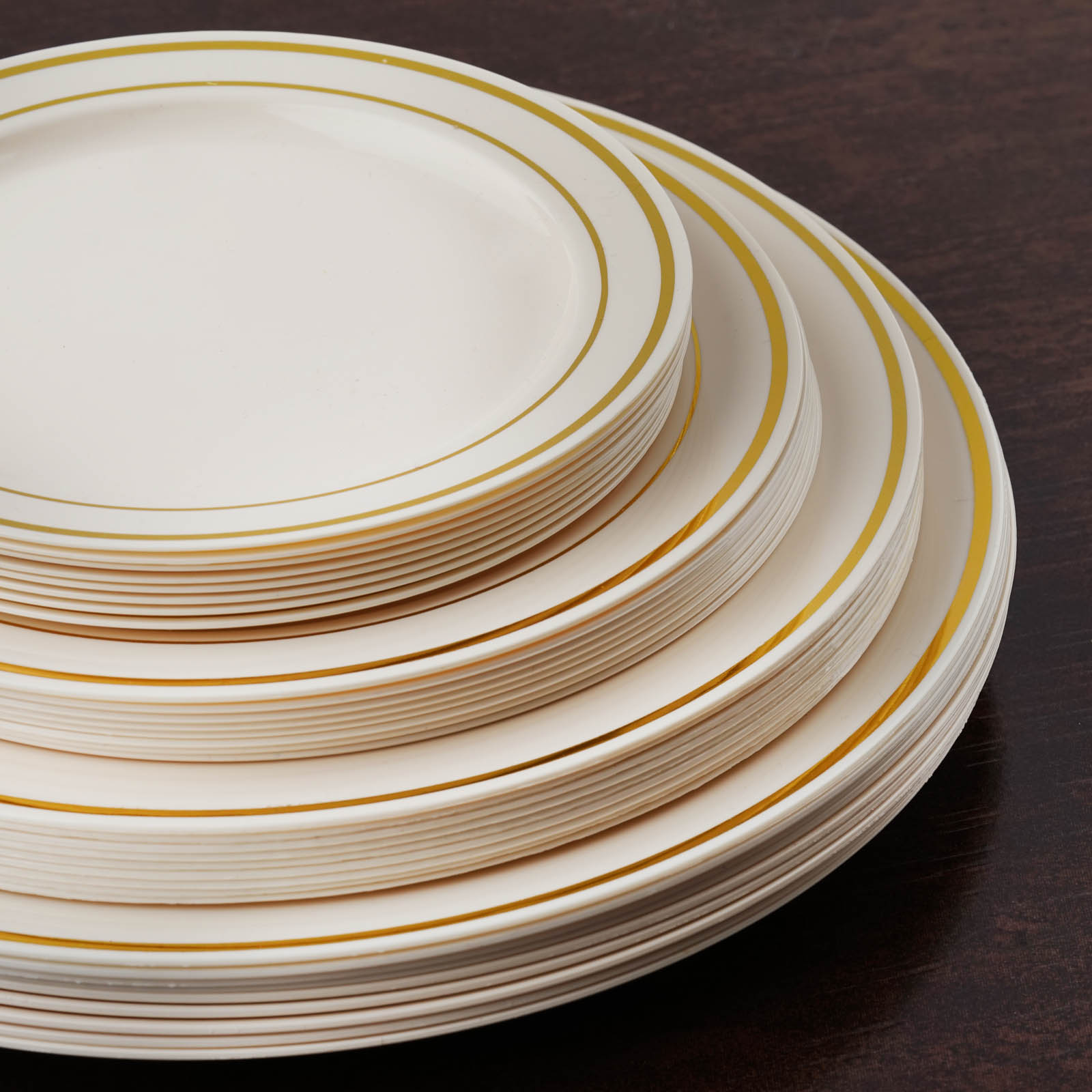 8" Dessert Plastic Round Plates Trim Party Wedding Disposable Tableware Events