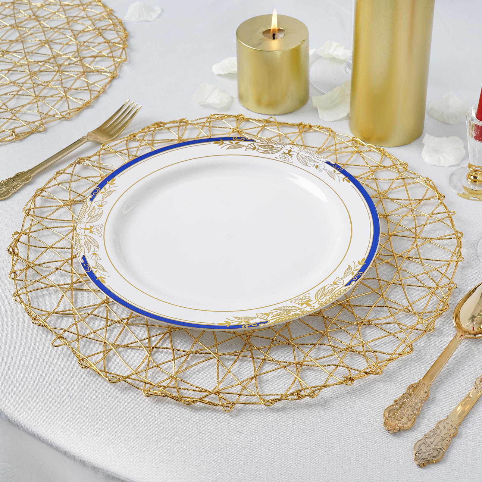 12 pcs 15" wide Round Metallic String Placemats Wedding Party Table Decorations - Picture 20 of 47