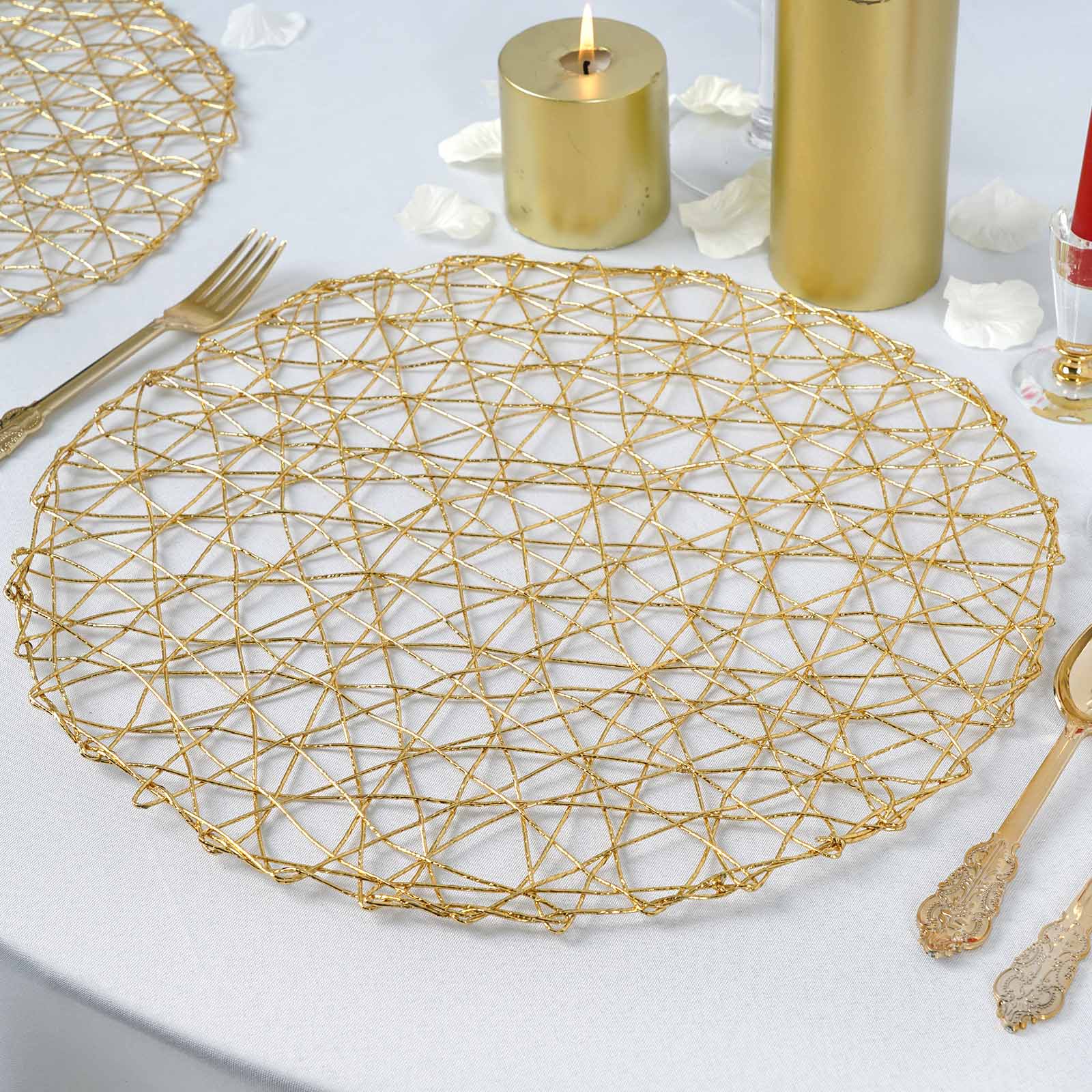 12 pcs 15" wide Round Metallic String Placemats Wedding Party Table Decorations - Picture 19 of 47