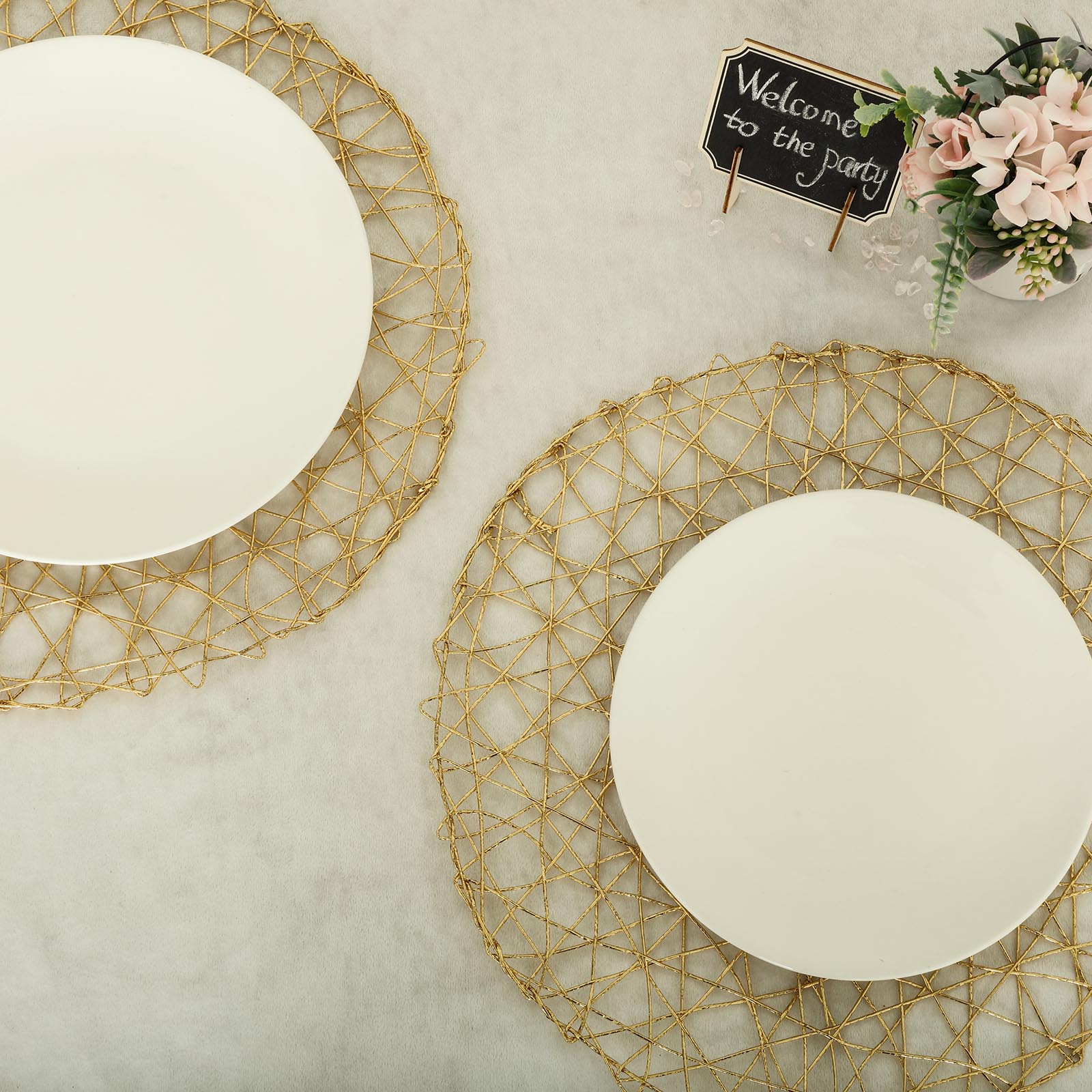 12 pcs 15" wide Round Metallic String Placemats Wedding Party Table Decorations - Picture 23 of 47