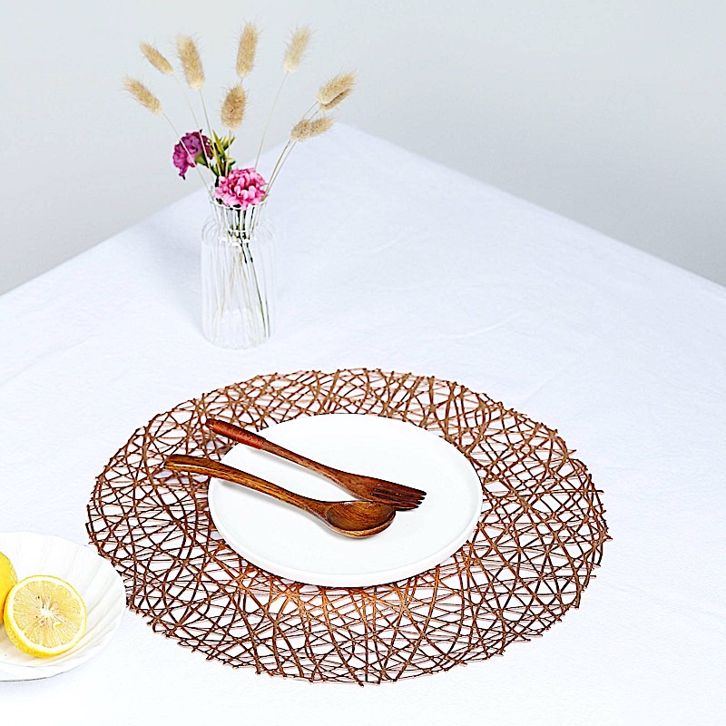 6 pcs 15" wide Round Vinyl String Placemats Wedding Table Party Decorations - Picture 29 of 36