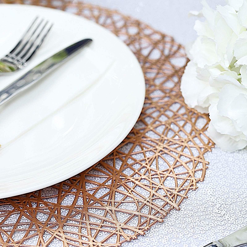 6 pcs 15" wide Round Vinyl String Placemats Wedding Table Party Decorations - Picture 25 of 36