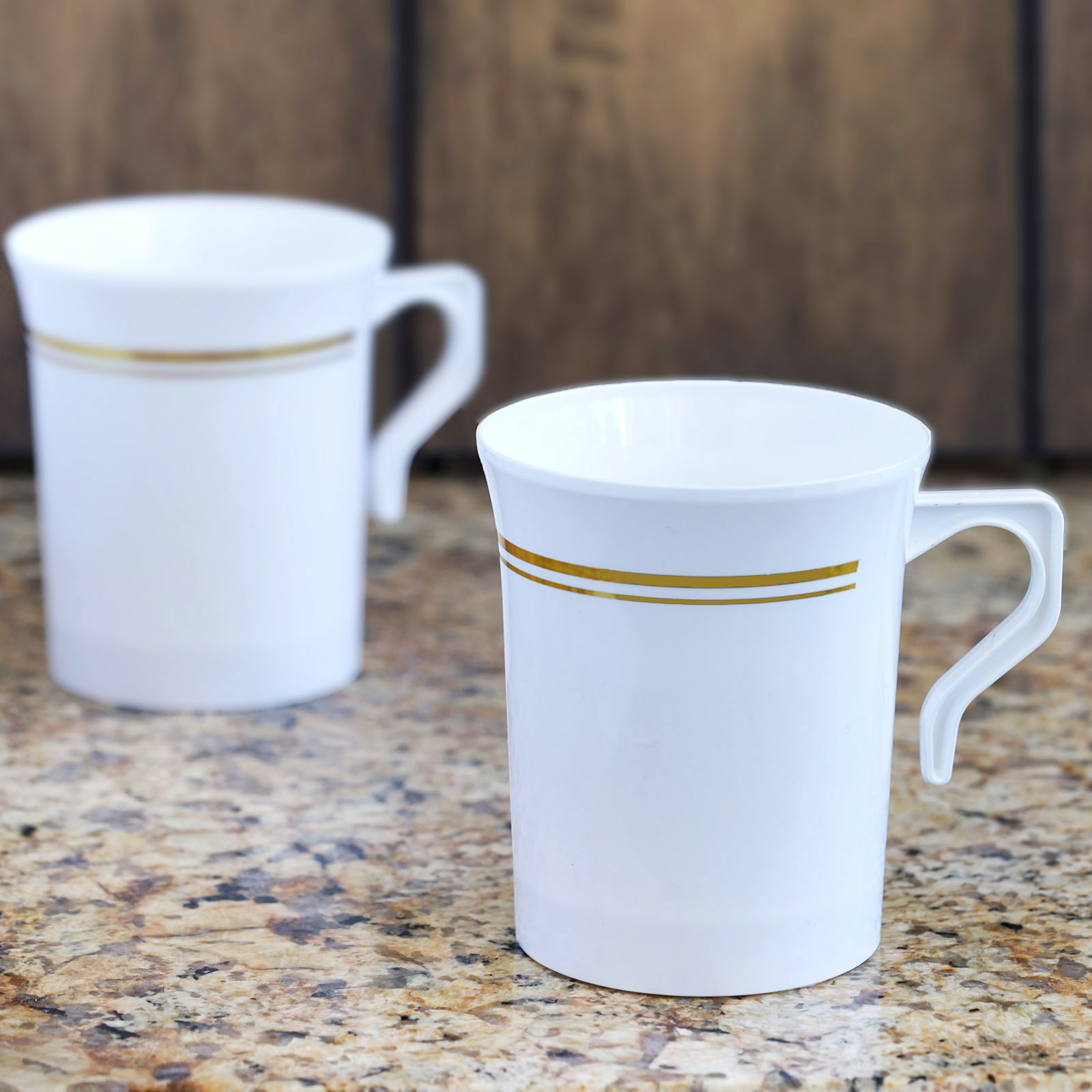 Disposable WHITE Shiny PLASTIC CUPS Party Wedding Reception TABLEWARE SALE