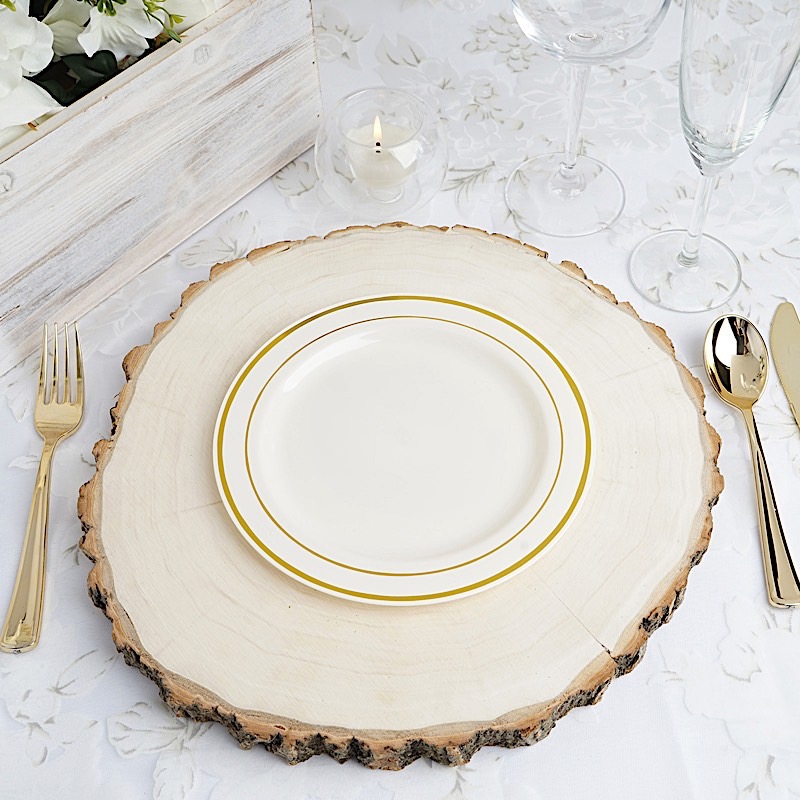 8" Dessert Plastic Round Plates Trim Party Wedding Disposable Tableware Events