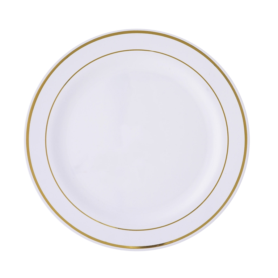 8" Dessert Plastic Round Plates Trim Party Wedding Disposable Tableware Events