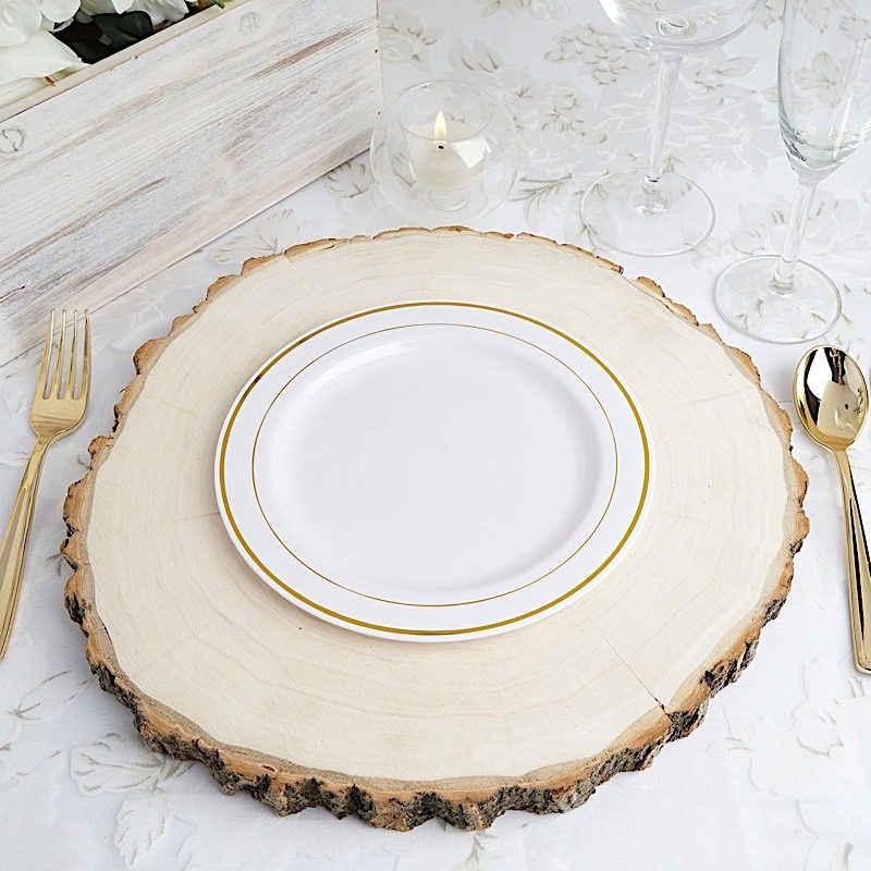 8" Dessert Plastic Round Plates Trim Party Wedding Disposable Tableware Events