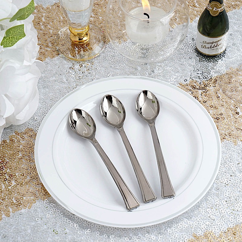 5" PLASTIC DESSERT COFFEE SPOONS Party Wedding Disposable SILVERWARE WHOLESALE