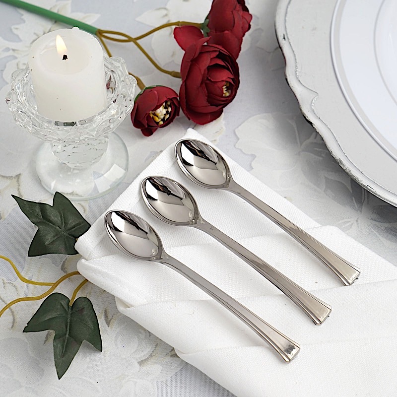 5" PLASTIC DESSERT COFFEE SPOONS Party Wedding Disposable SILVERWARE WHOLESALE