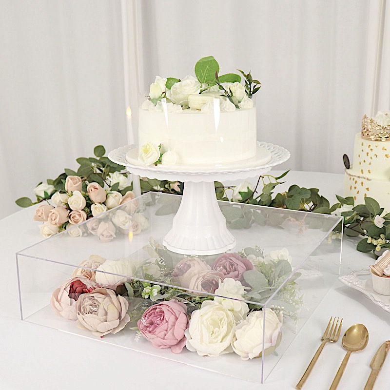 18x18 in Acrylic Display Box CAKE STAND Centerpiece Pedestal Riser Party Events - Picture 3 of 18