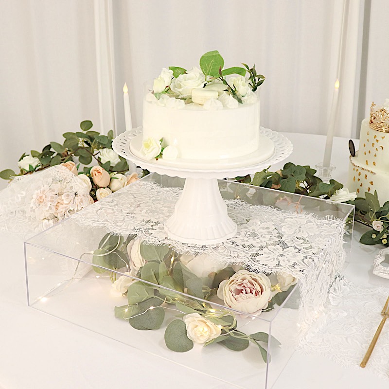 18x18 in Acrylic Display Box CAKE STAND Centerpiece Pedestal Riser Party Events - Picture 8 of 18