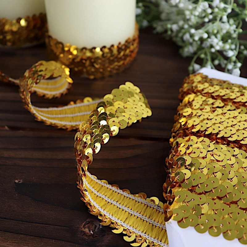 1 in x 10 Yards Metallic Pailletten BAND Elastisch Spitze Borte Party Veranstaltungen Zubehör - Bild 8 von 18
