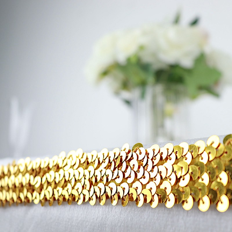 1 in x 10 Yards Metallic Pailletten BAND Elastisch Spitze Borte Party Veranstaltungen Zubehör - Bild 10 von 18