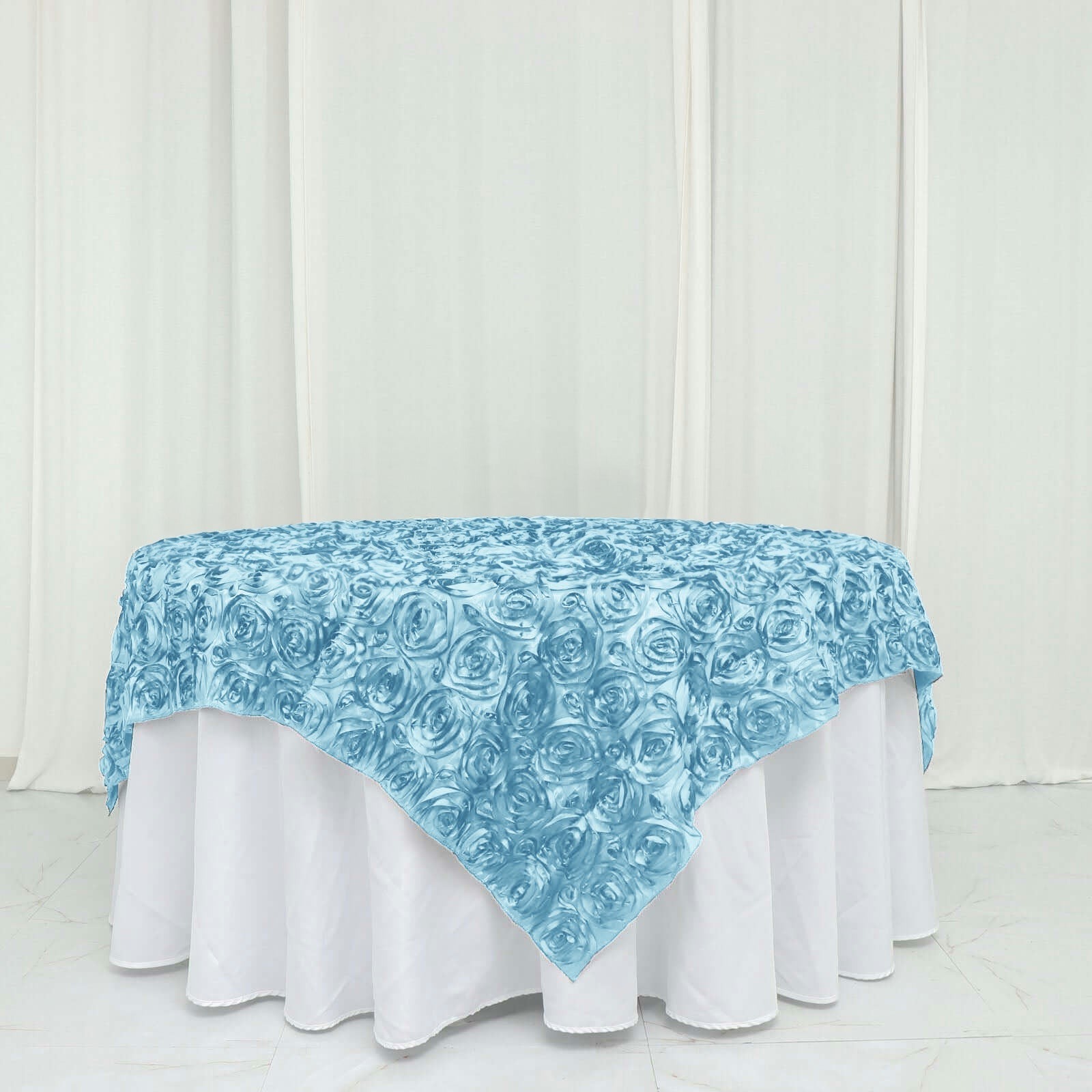 72x72" SATIN Raised Roses TABLE OVERLAYS Unique Wedding Party Toppers Linens - Picture 61 of 109