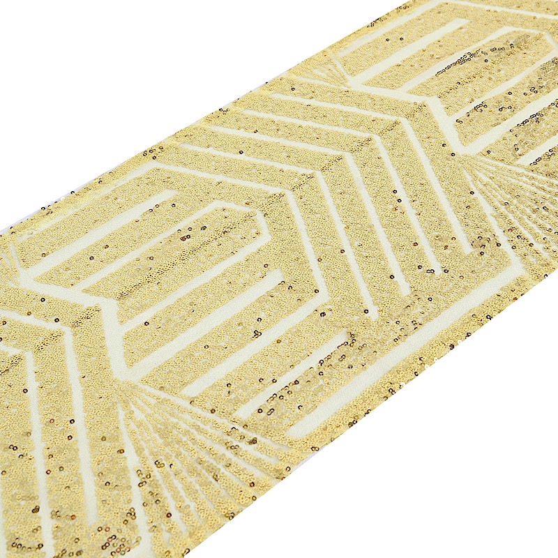 12x108 in Sequined Geometric Design Tulle TABLE RUNNER Party Events Decorations - Picture 25 of 33