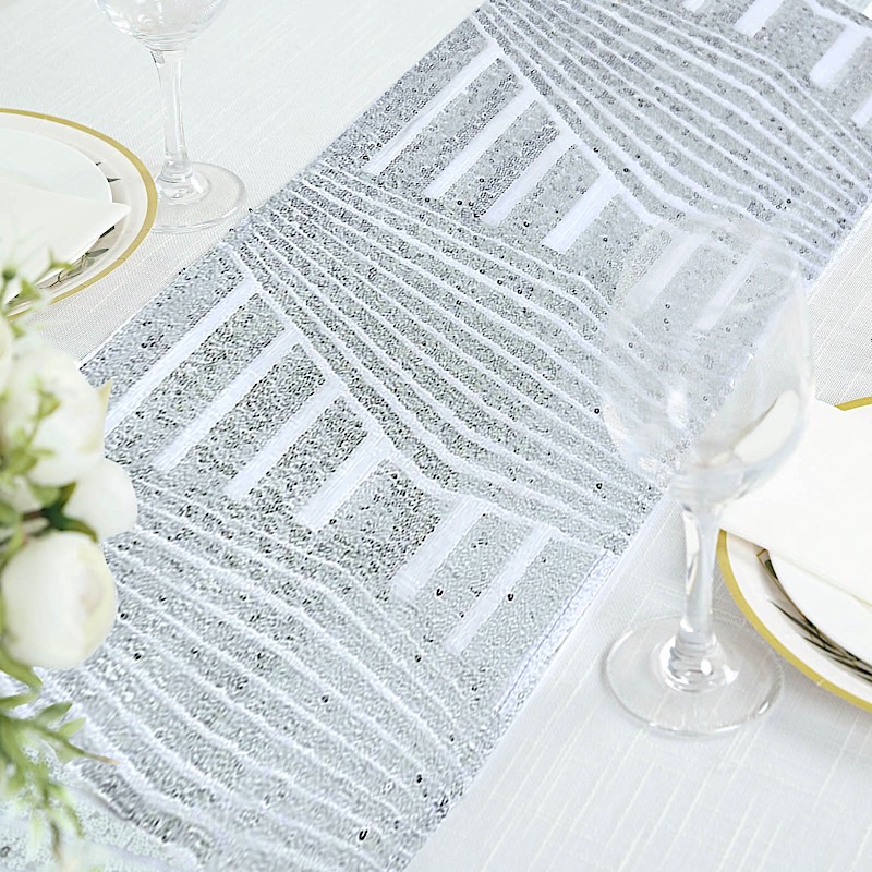 12x108 in Sequined Geometric Design Tulle TABLE RUNNER Party Events Decorations - Picture 31 of 33