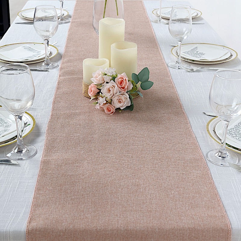 14x108" Faux Burlap Linen Polyester TABLE RUNNER Wedding Party Event Decorations - Picture 3 of 63