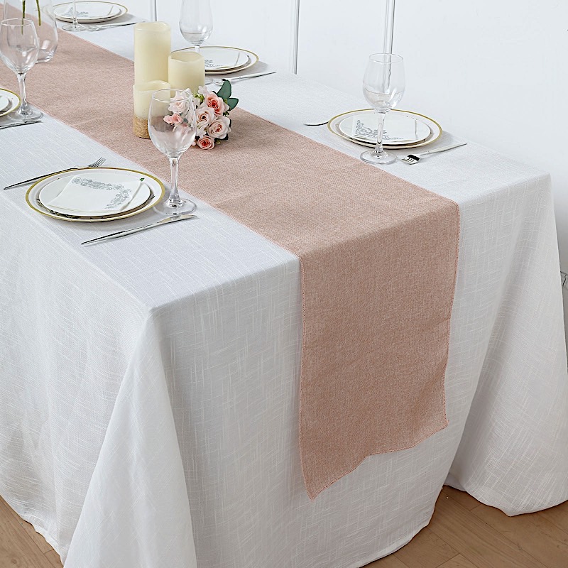 14x108" Faux Burlap Linen Polyester TABLE RUNNER Wedding Party Event Decorations - Picture 8 of 63