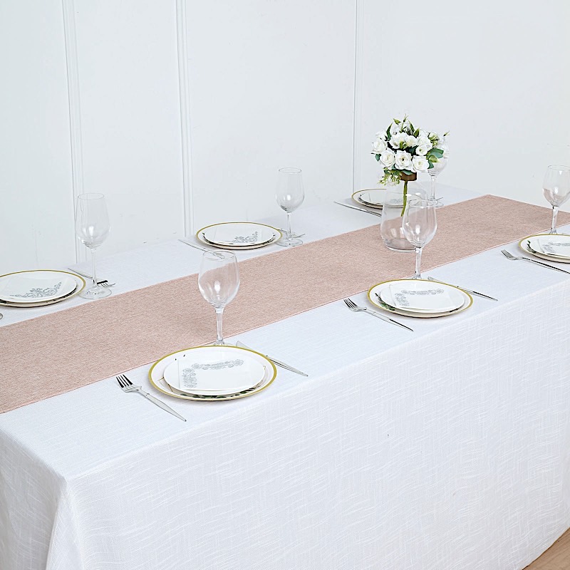 14x108" Faux Burlap Linen Polyester TABLE RUNNER Wedding Party Event Decorations - Picture 4 of 63