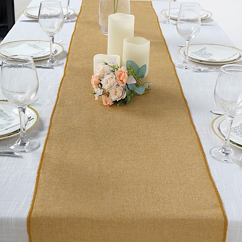 14x108" Faux Burlap Linen Polyester TABLE RUNNER Wedding Party Event Decorations - Picture 11 of 63