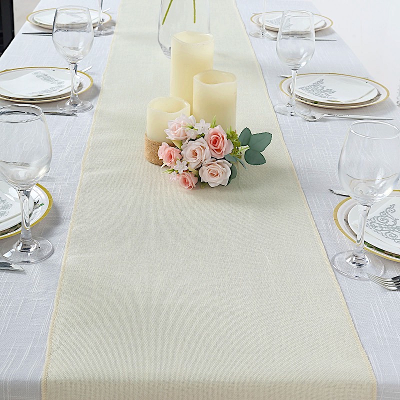 14x108" Faux Burlap Linen Polyester TABLE RUNNER Wedding Party Event Decorations - Picture 19 of 63