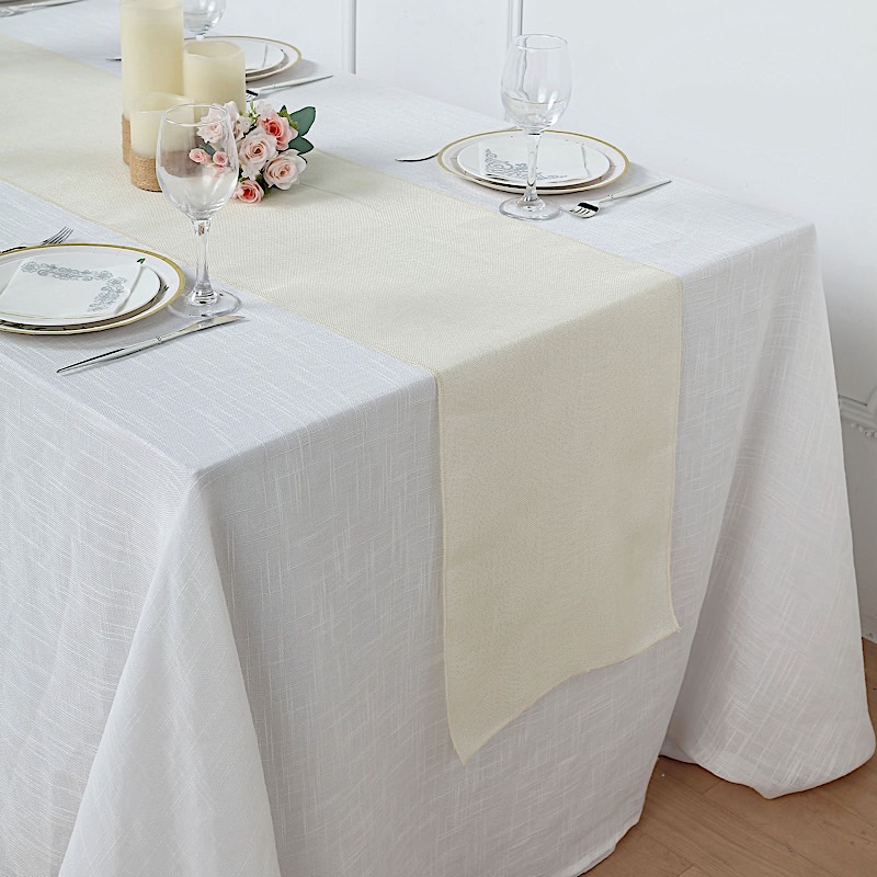 14x108" Faux Burlap Linen Polyester TABLE RUNNER Wedding Party Event Decorations - Picture 26 of 63