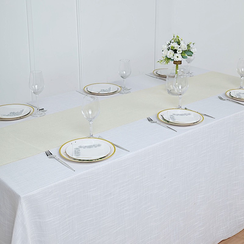 14x108" Faux Burlap Linen Polyester TABLE RUNNER Wedding Party Event Decorations - Picture 25 of 63