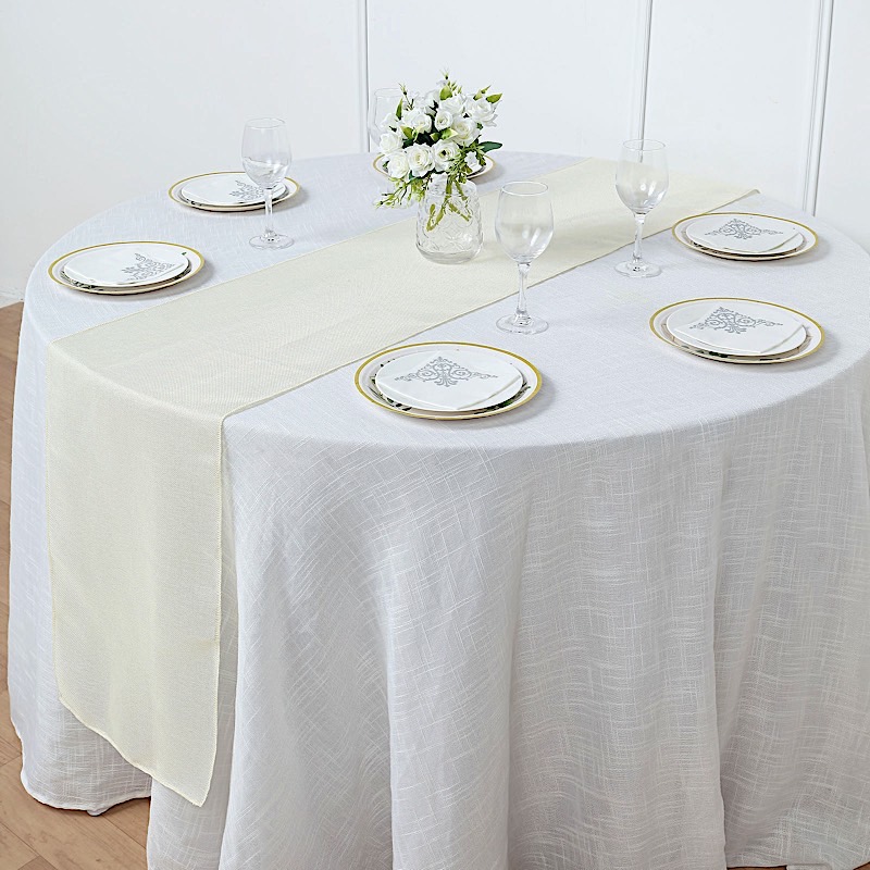 14x108" Faux Burlap Linen Polyester TABLE RUNNER Wedding Party Event Decorations - Picture 21 of 63