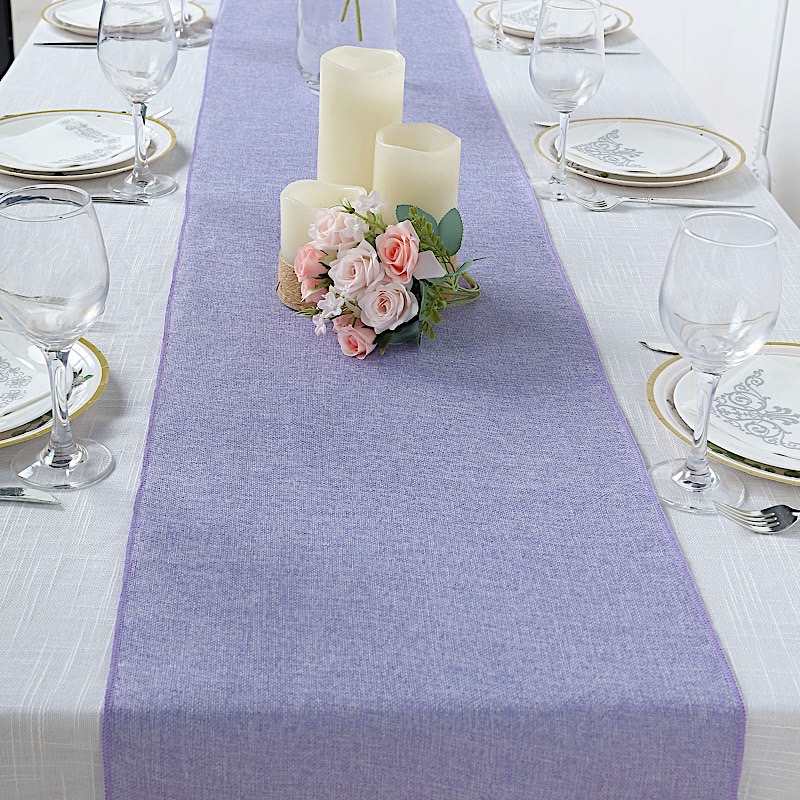 14x108" Faux Burlap Linen Polyester TABLE RUNNER Wedding Party Event Decorations - Picture 27 of 63