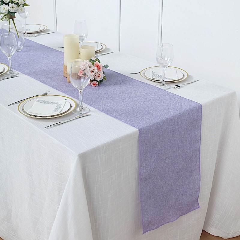 14x108" Faux Burlap Linen Polyester TABLE RUNNER Wedding Party Event Decorations - Picture 33 of 63