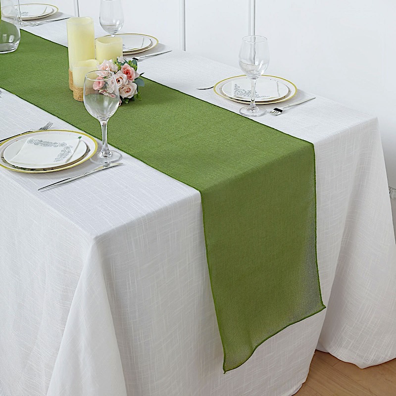 14x108" Faux Burlap Linen Polyester TABLE RUNNER Wedding Party Event Decorations - Picture 41 of 63