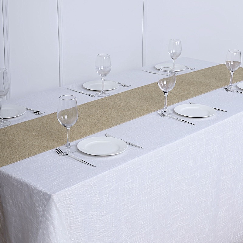14x108" Faux Burlap Linen Polyester TABLE RUNNER Wedding Party Event Decorations - Picture 48 of 63