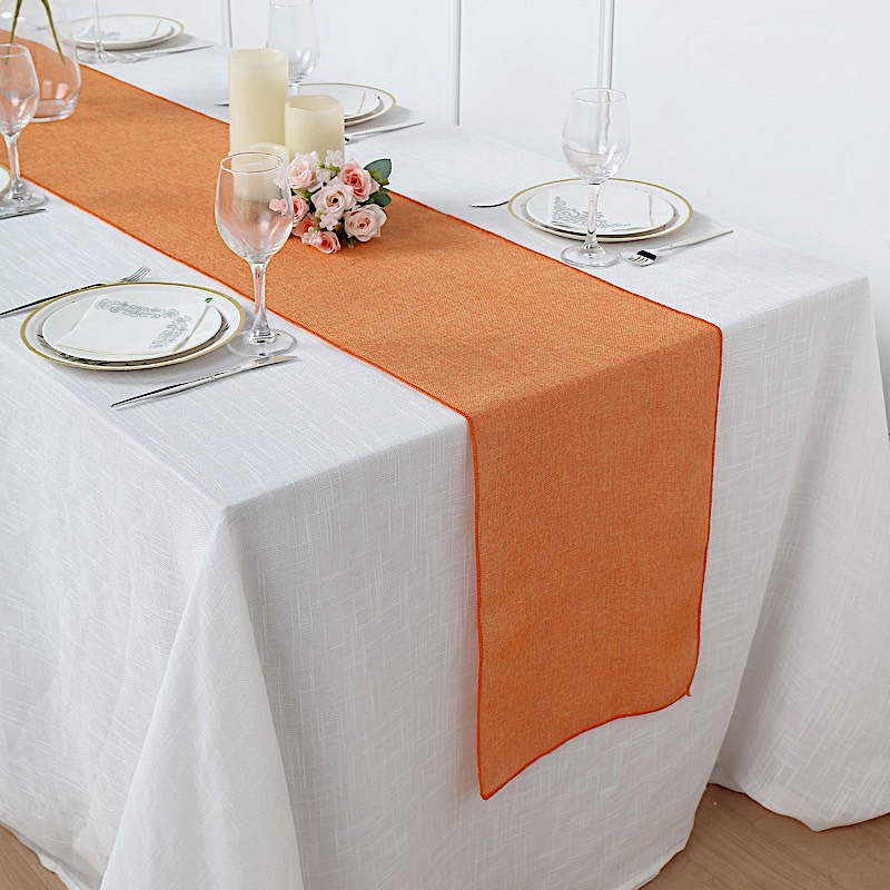 14x108" Faux Burlap Linen Polyester TABLE RUNNER Wedding Party Event Decorations - Picture 56 of 63