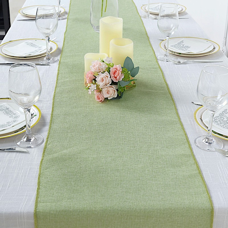 14x108" Faux Burlap Linen Polyester TABLE RUNNER Wedding Party Event Decorations - Picture 57 of 63