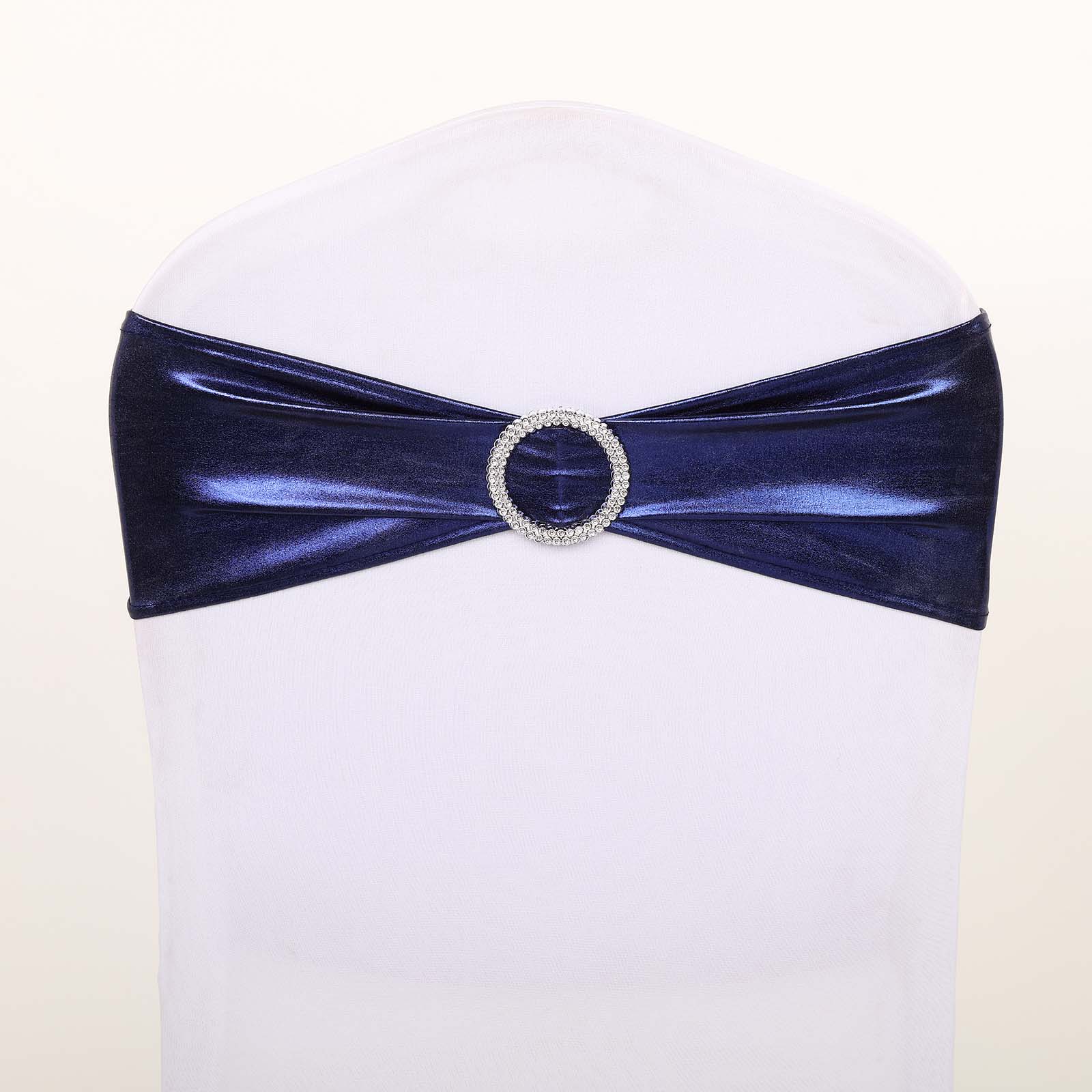 20 pcs Metallic Spandex Chair Sashes with Silver Buckles Wedding Decorations