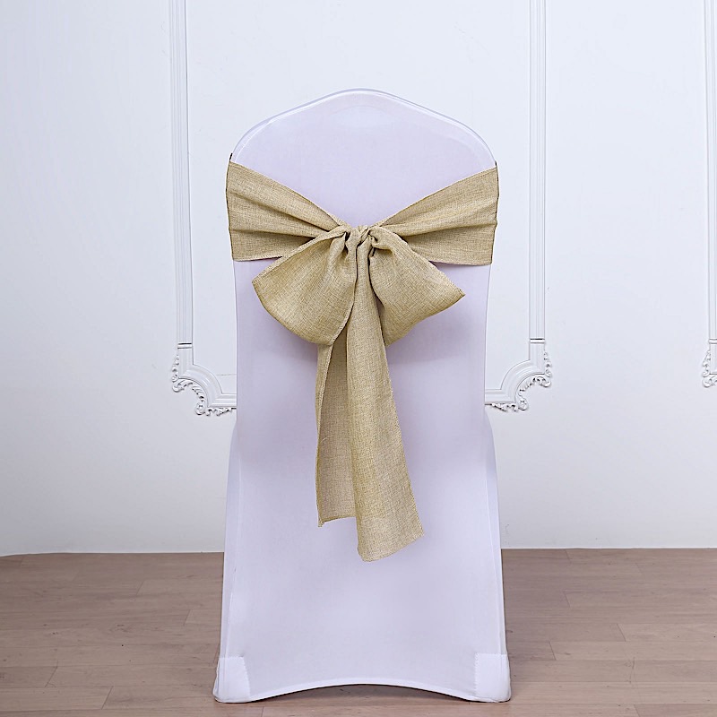 5 pcs 6″ x 108″ Faux Burlap Chair Sashes Party Events Decorations