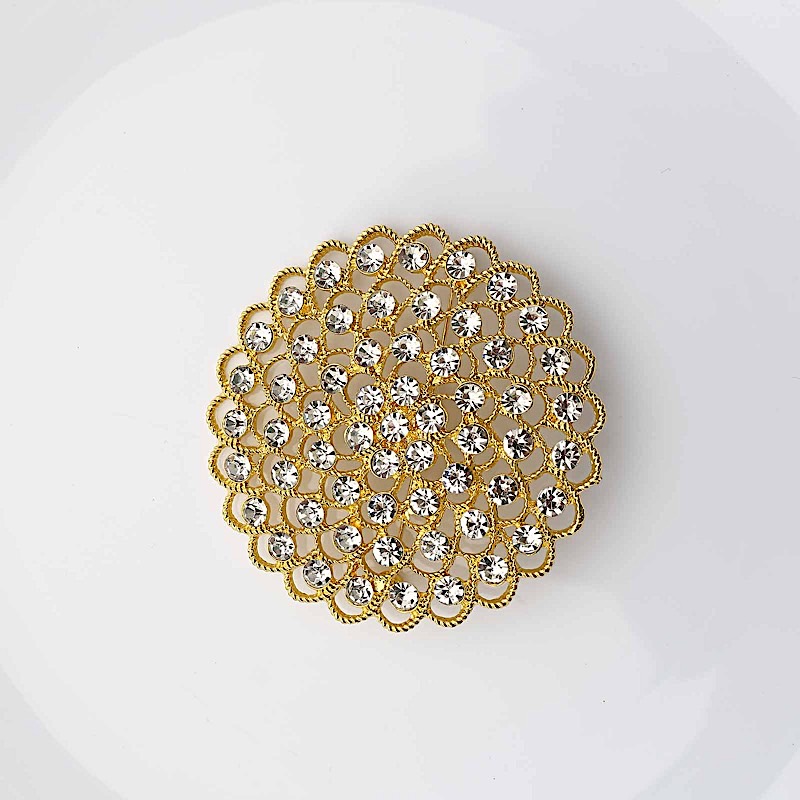 3 in Metal Rhinestones Flower Brooch Chair SASH PIN Party Events Decorations