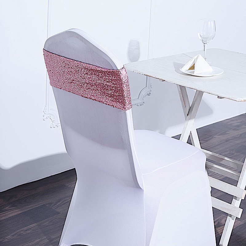 SPANDEX Sequined Chair Sashes for Wedding Party Decorations Wholesale Supplies - Picture 101 of 137