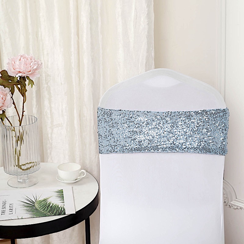 SPANDEX Sequined Chair Sashes for Wedding Party Decorations Wholesale Supplies - Picture 40 of 137