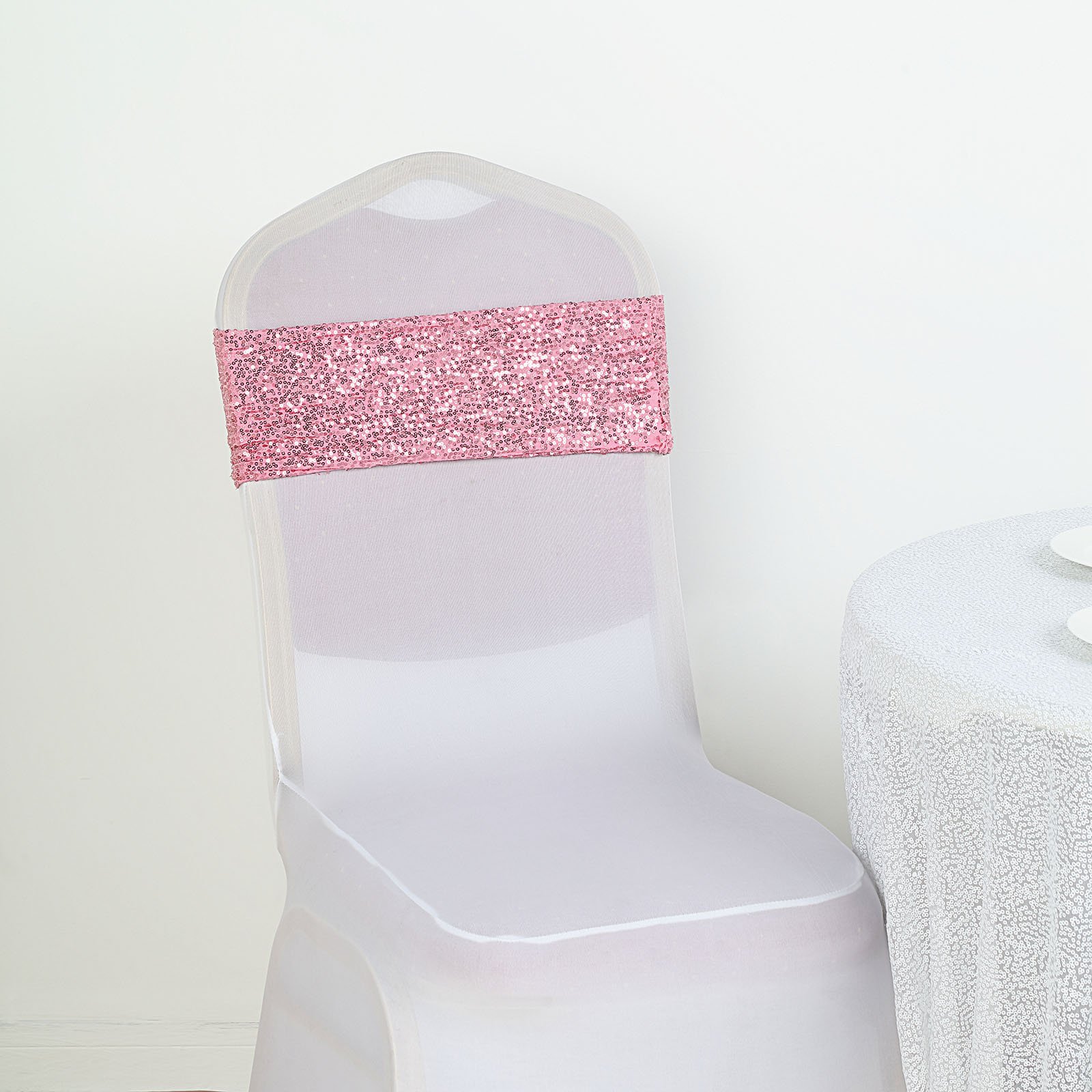 SPANDEX Sequined Chair Sashes for Wedding Party Decorations Wholesale Supplies - Picture 77 of 137