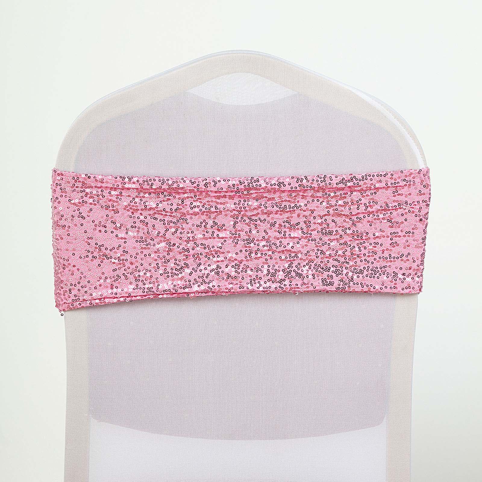 SPANDEX Sequined Chair Sashes for Wedding Party Decorations Wholesale Supplies - Picture 74 of 137