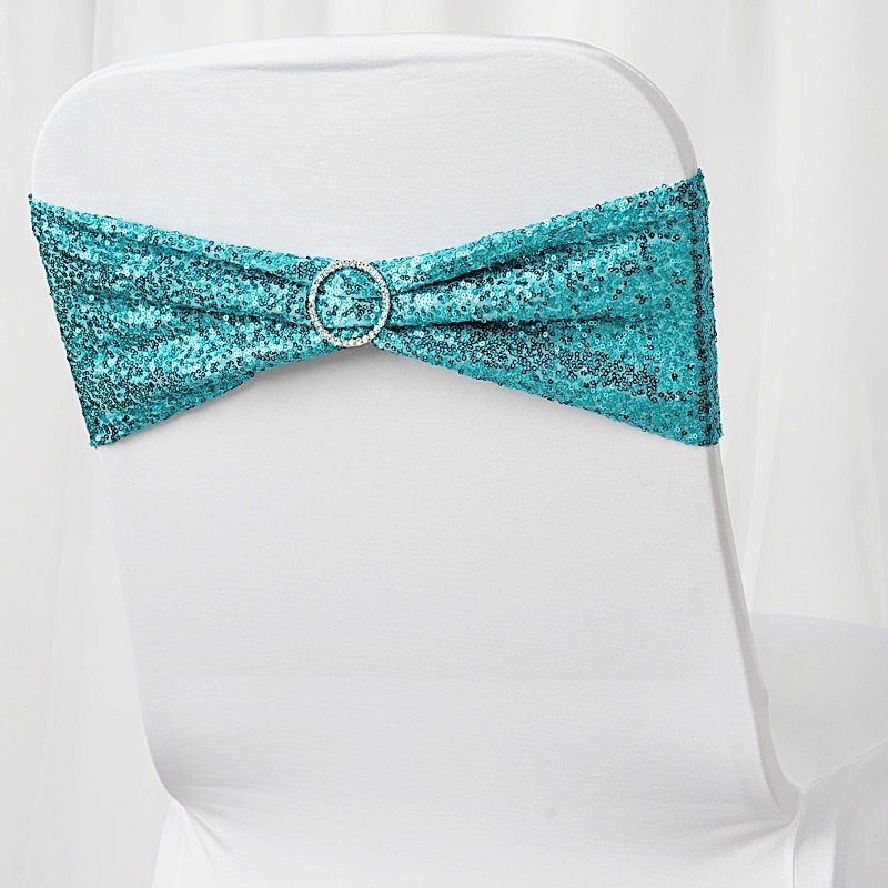 SPANDEX Sequined Chair Sashes for Wedding Party Decorations Wholesale Supplies - Picture 130 of 137