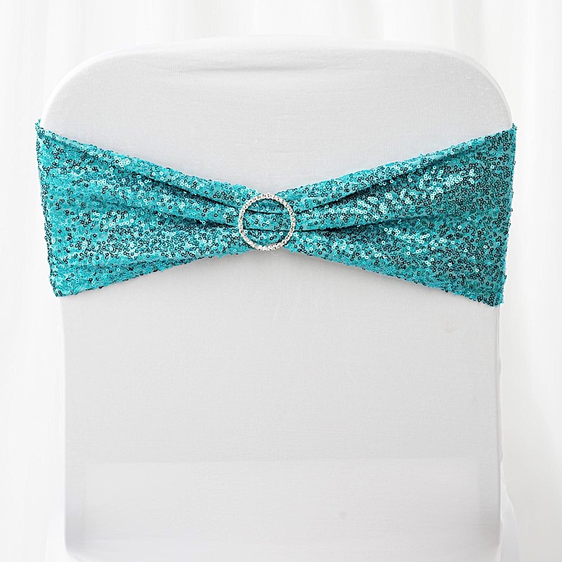 SPANDEX Sequined Chair Sashes for Wedding Party Decorations Wholesale Supplies - Picture 133 of 137