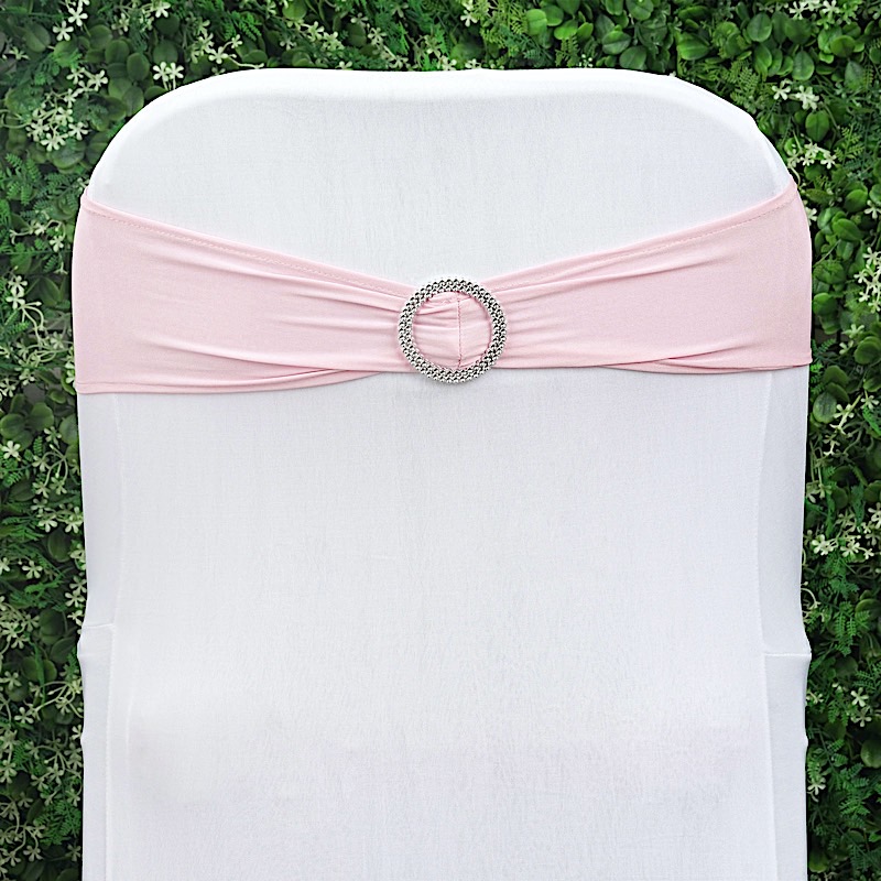 20 Spandex CHAIR SASHES with Silver Round Buckles Wedding Party Decorations SALE - Picture 24 of 188