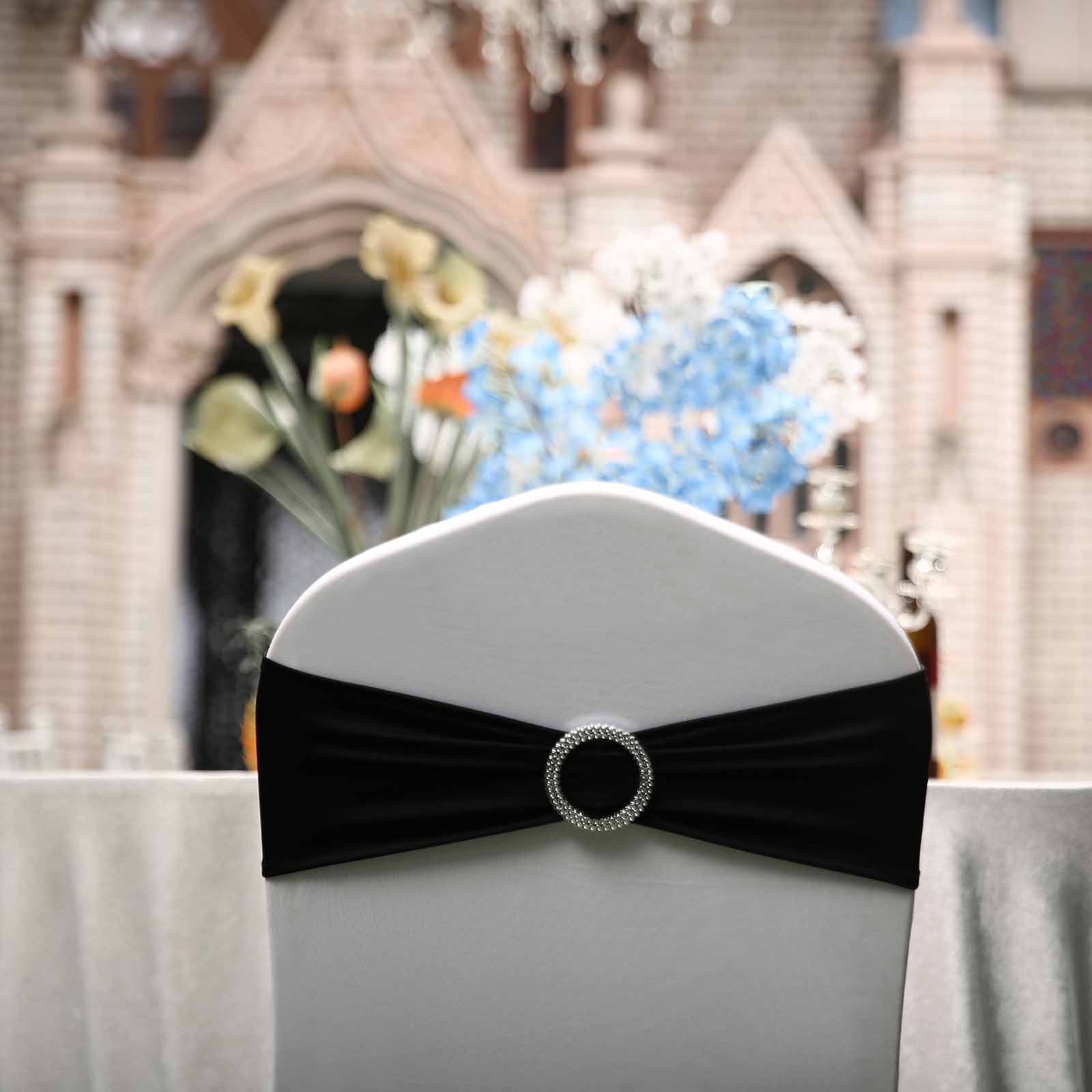 20 Spandex CHAIR SASHES with Silver Round Buckles Wedding Party Decorations SALE - Picture 11 of 188