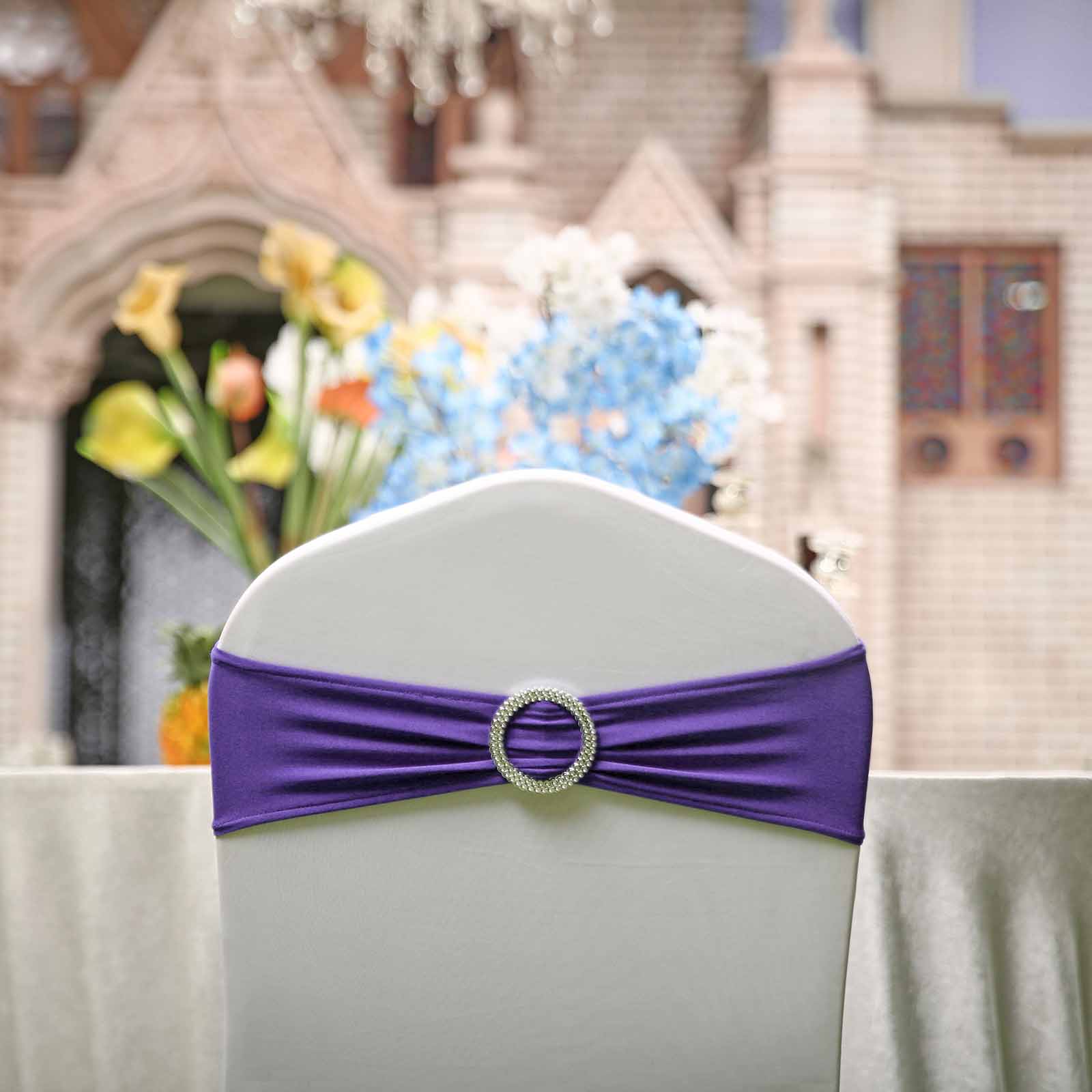 20 Spandex CHAIR SASHES with Silver Round Buckles Wedding Party Decorations SALE - Picture 124 of 188