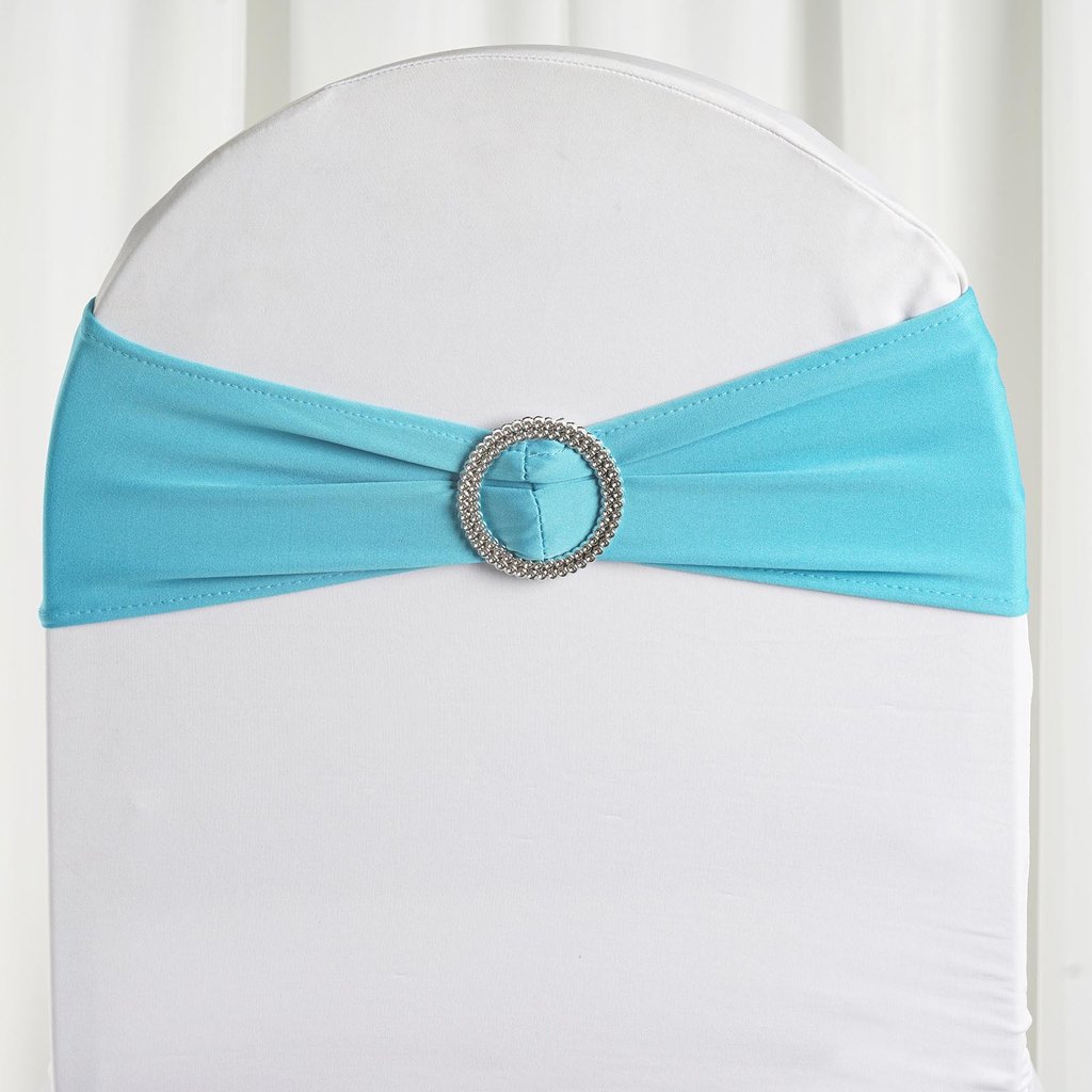 50 pcs SPANDEX Chair Sashes with Silver Round Buckle Brooches Party Decorations