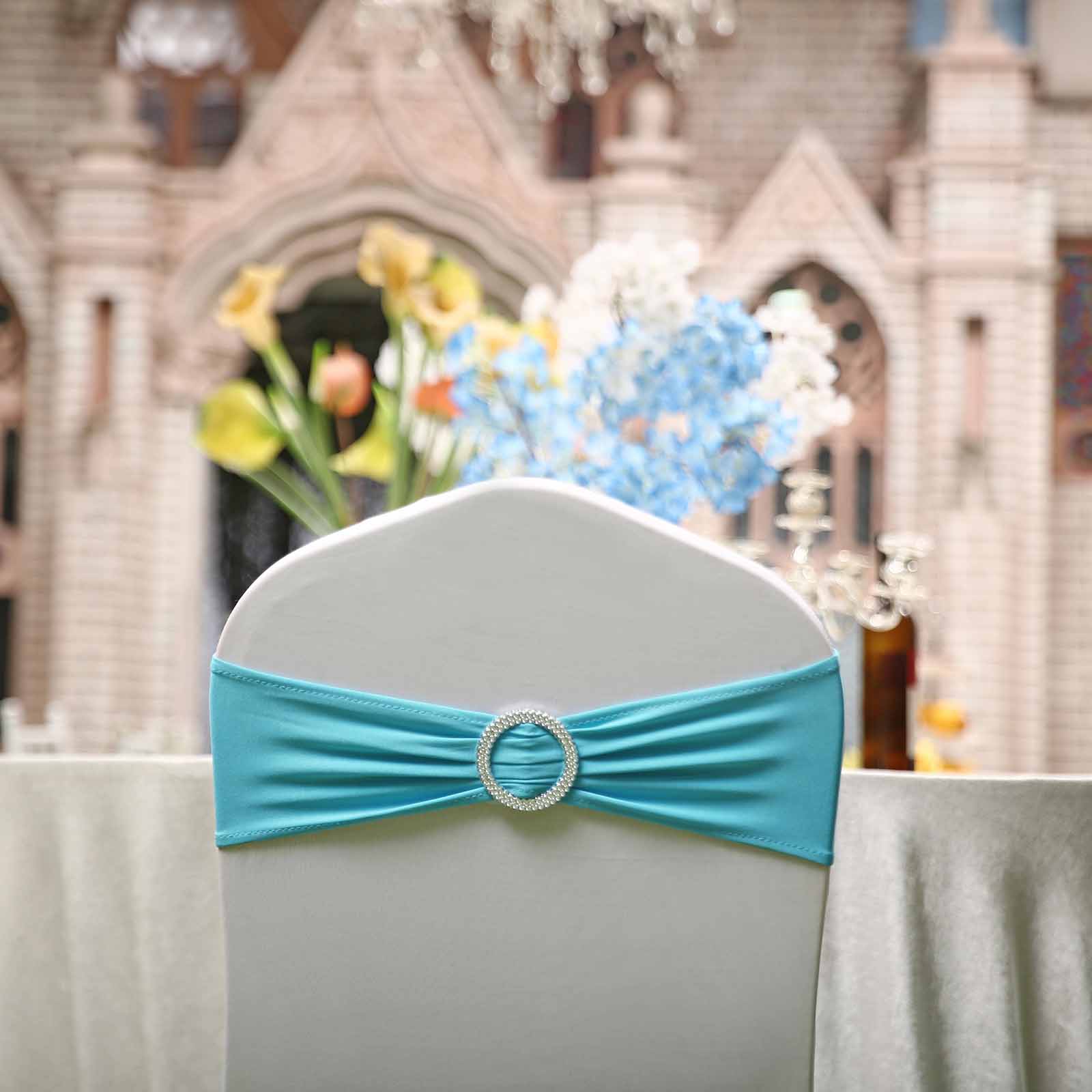 20 Spandex CHAIR SASHES with Silver Round Buckles Wedding Party Decorations SALE - Picture 176 of 188