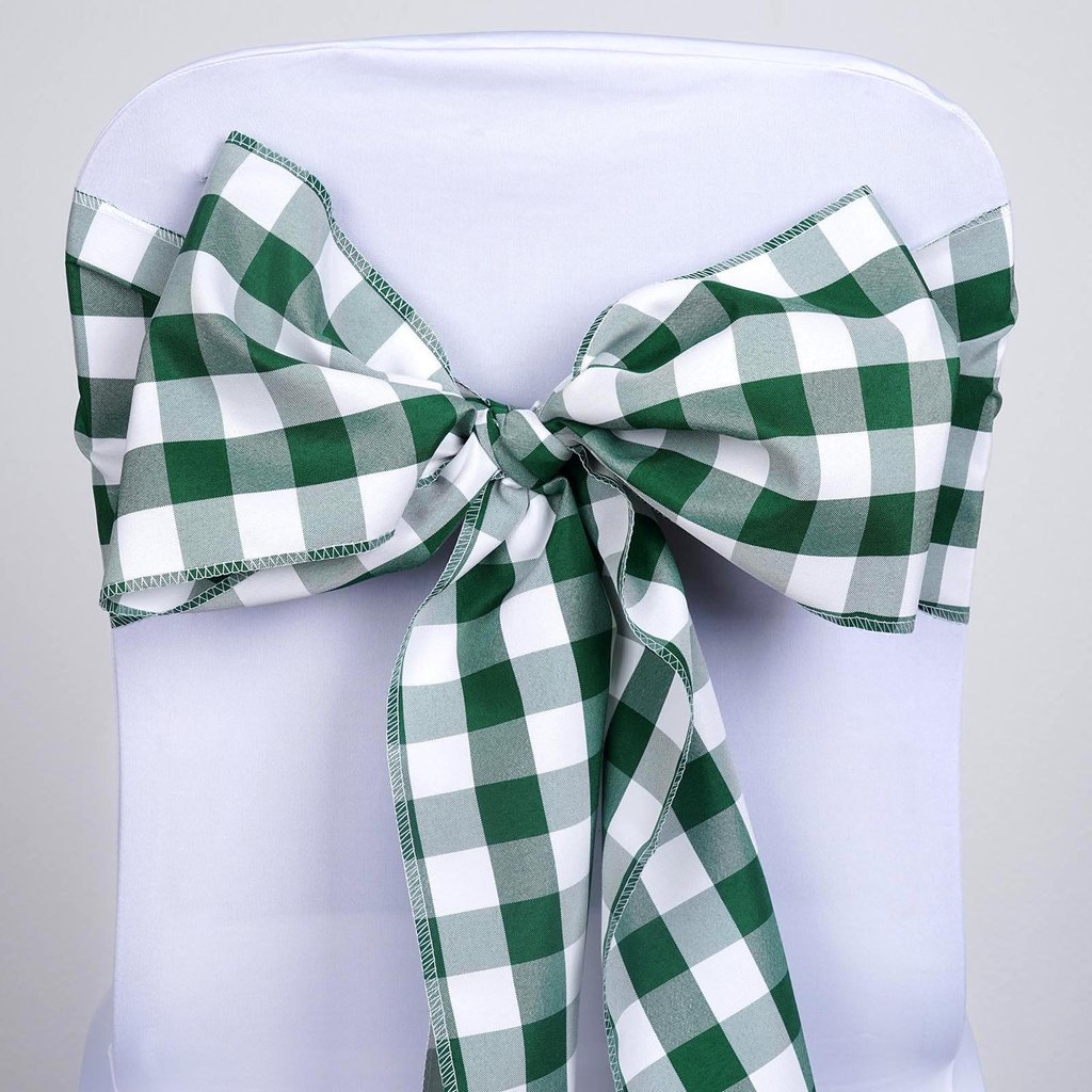 50 Checkered Gingham Polyester Chair Sashes Wedding Party Supplies Decorations