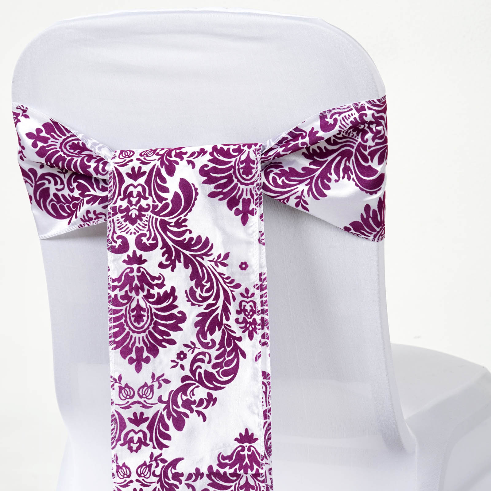 125 pcs Damask Flocking CHAIR SASHES Bows Ties Wedding PARTY Reception Linens